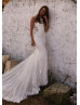 Ivory Lace Tulle Illusion Side Cutout Backless Wedding Dress